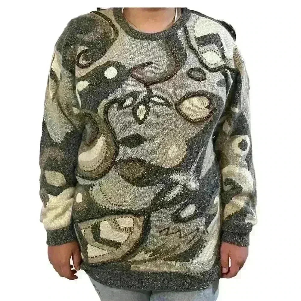 I.B. Diffusion Vintage Beaded Crewneck Sweater